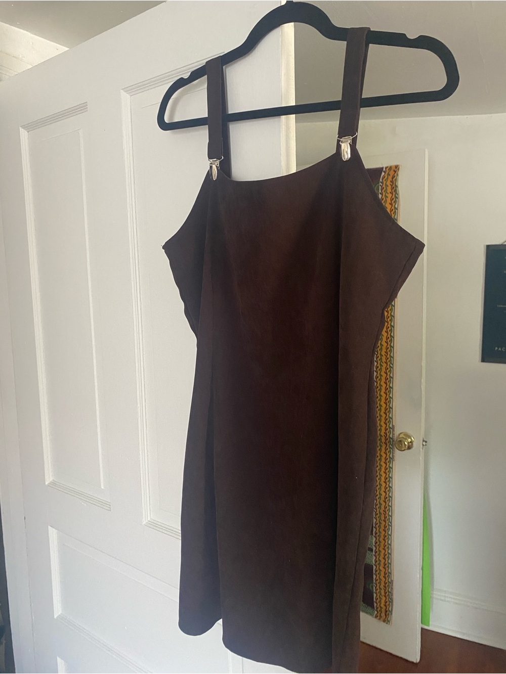 Brown Pinafore Dress with Clip Straps